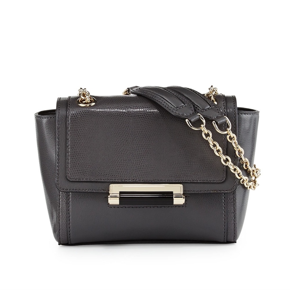 DVF Embossed Lizard Leather Crossbody Bag in Flint